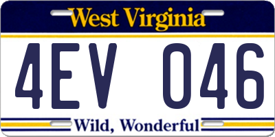 WV license plate 4EV046