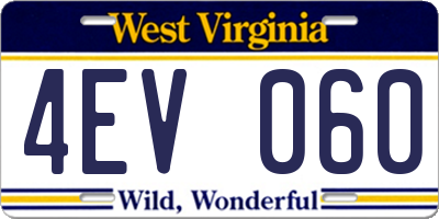 WV license plate 4EV060