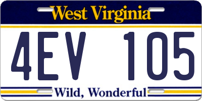 WV license plate 4EV105