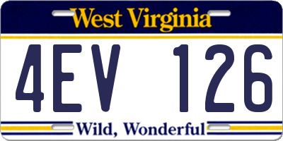 WV license plate 4EV126