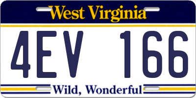WV license plate 4EV166