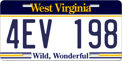 WV license plate 4EV198