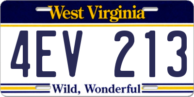 WV license plate 4EV213