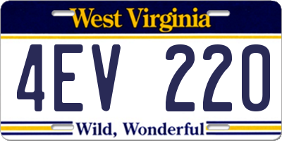 WV license plate 4EV220