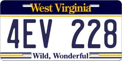 WV license plate 4EV228