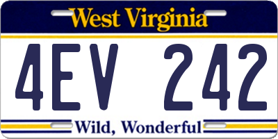 WV license plate 4EV242