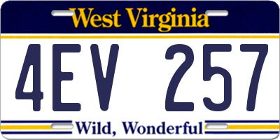 WV license plate 4EV257