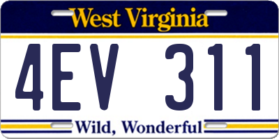 WV license plate 4EV311