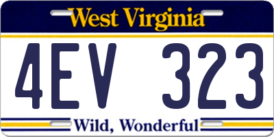 WV license plate 4EV323