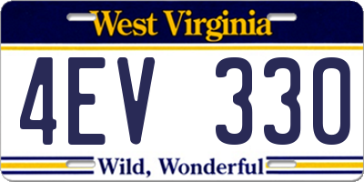 WV license plate 4EV330