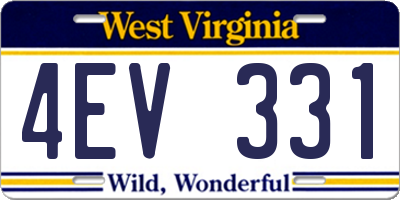 WV license plate 4EV331