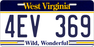 WV license plate 4EV369