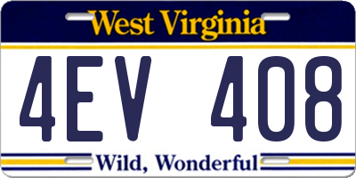 WV license plate 4EV408
