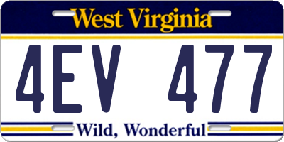 WV license plate 4EV477