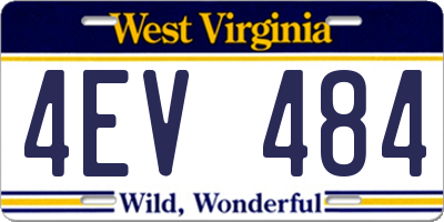 WV license plate 4EV484