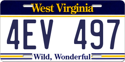 WV license plate 4EV497