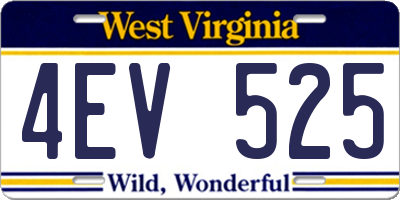 WV license plate 4EV525