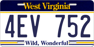 WV license plate 4EV752