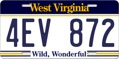 WV license plate 4EV872