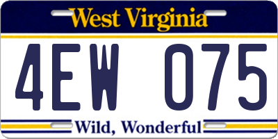 WV license plate 4EW075