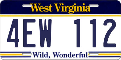 WV license plate 4EW112