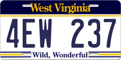 WV license plate 4EW237