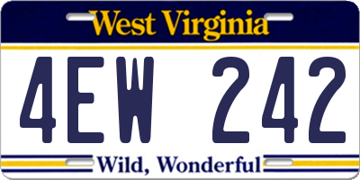 WV license plate 4EW242