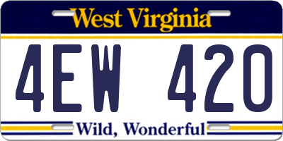 WV license plate 4EW420