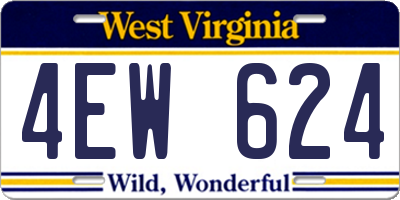 WV license plate 4EW624