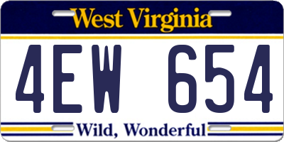WV license plate 4EW654