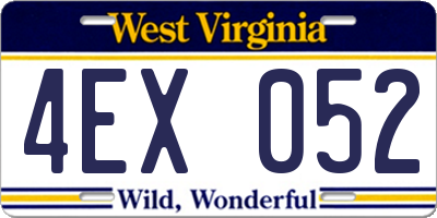 WV license plate 4EX052