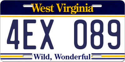 WV license plate 4EX089