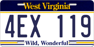 WV license plate 4EX119