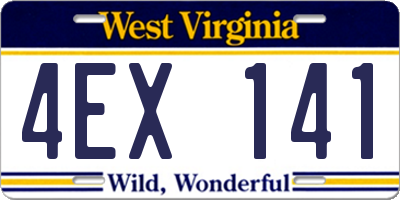 WV license plate 4EX141
