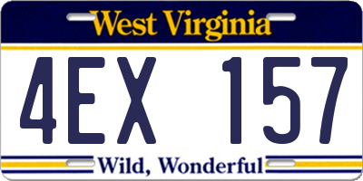 WV license plate 4EX157
