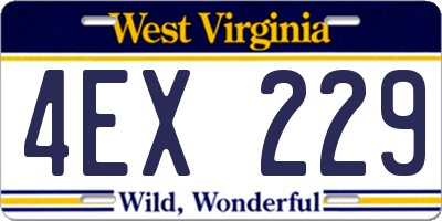 WV license plate 4EX229