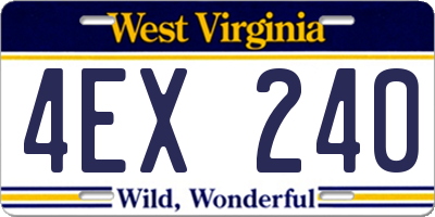 WV license plate 4EX240