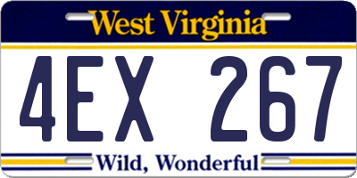 WV license plate 4EX267