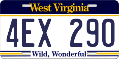 WV license plate 4EX290