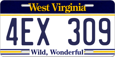 WV license plate 4EX309