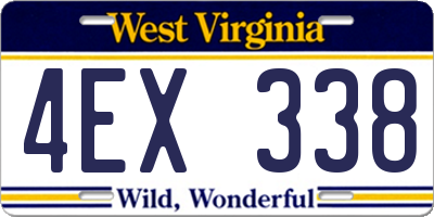 WV license plate 4EX338
