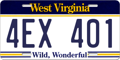 WV license plate 4EX401