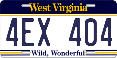 WV license plate 4EX404
