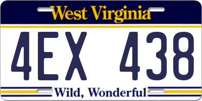 WV license plate 4EX438