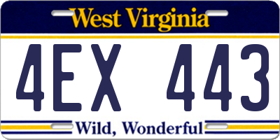 WV license plate 4EX443