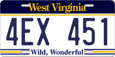 WV license plate 4EX451