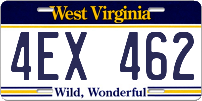 WV license plate 4EX462