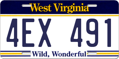 WV license plate 4EX491