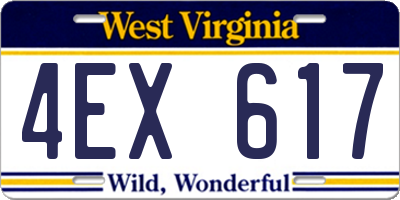 WV license plate 4EX617