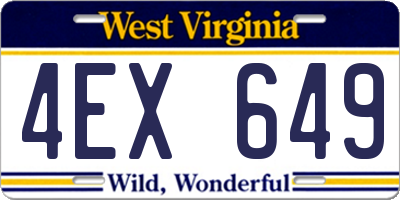WV license plate 4EX649